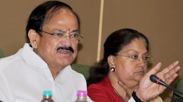 Union urban development minister M Venkaiah Naidu and Rajasthan CM Vasundhara Raje address a press conference in Jaipur on Tuesday. (PTI) Union urban development minister M Venkaiah Naidu and Rajasthan CM Vasundhara Raje address a press conference in Jaipur on Tuesday. (PTI)