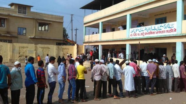 Voting in progress at Taloja. (Bachchan Kumar) Voting in progress at Taloja. (Bachchan Kumar)
