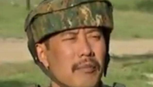 Indian Army Major Leetul Gogoi addresses the press.(TV grab)