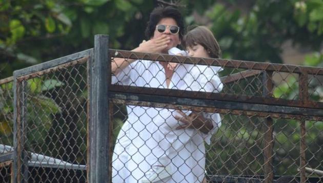 Shah Rukh Khan at his bungalow Mannat in Mumbai.