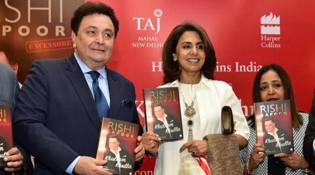 Actors Rishi Kapoor and Neetu Singh at launch of his autobiography Khullam Khulla - Rishi Kapoor Uncensored in January this year.(IANS)