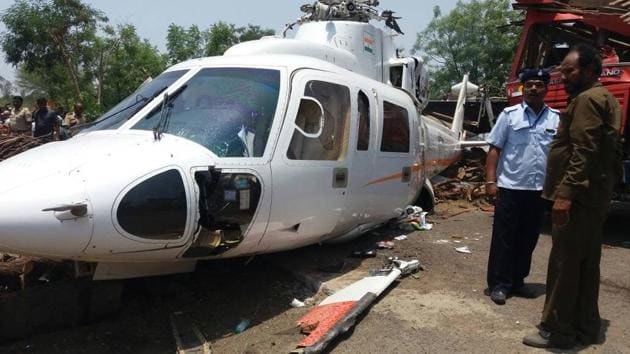 The chopper that crash-landed.(HT)