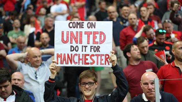 Manchester United fans wanted their club to win the UEFA Europa League crown to honour the victims of the terrorism attack in Manchester on May 22. 22 people killed and 64 injured in the blast at an Ariana Grande pop concert at the Manchester Arena the night before the team left for the final in Stockholm. (Getty Images)