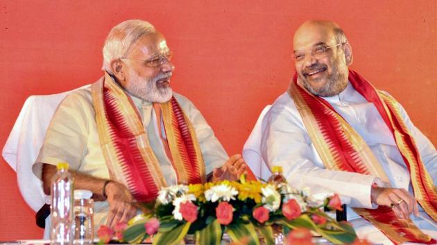 Prime Minister Narendra Modi with BJP president Amit Shah at party's national executive meet in Bhubaneswar. (PTI) Prime Minister Narendra Modi with BJP president Amit Shah at party's national executive meet in Bhubaneswar. (PTI)