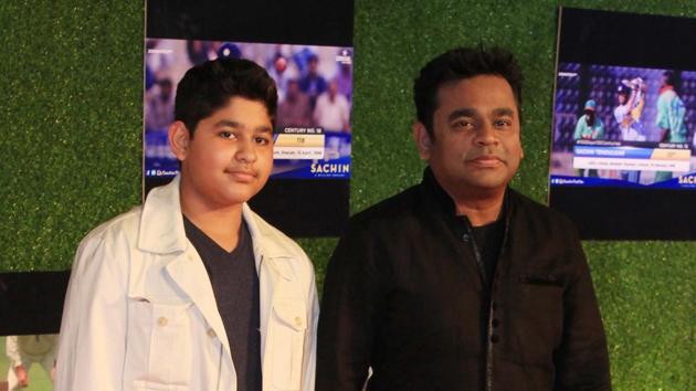 Music maestro AR Rahman (right) arrive at the premiere of ‘Sachin:A Billion Dreams’. Rahman has composed the music for the biopic. (prodip guha)