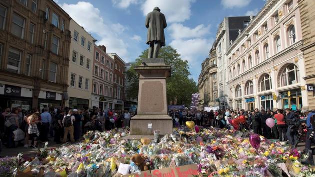 Messages and floral tributes left for the victims of the attack on Manchester Arena. (REUTERS) Messages and floral tributes left for the victims of the attack on Manchester Arena. (REUTERS)
