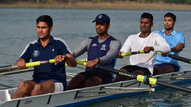 Designed for four people who propel the boat with sweep oars, a coxless four is a competitive sports rowing boat. (Mujeeb Faruqui/HT Photo)
