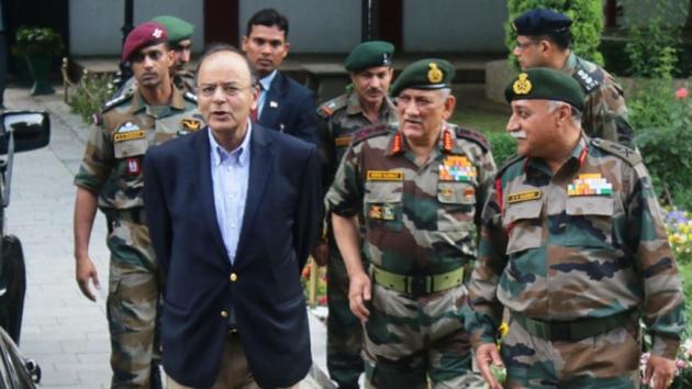 Defence minister Arun Jaitley during his visit to Srinagar to review the overall security situation. Defence minister Arun Jaitley during his visit to Srinagar to review the overall security situation.