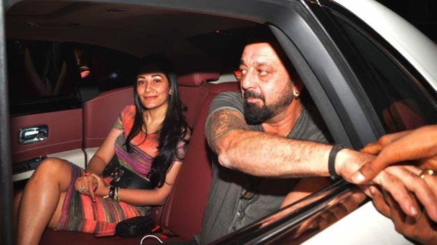 Sanjay Dutt and wife Maanyata arrive at Karan Johar’s birthday party in Mumbai on Thursday. (HT/ Prodip gUHA) Sanjay Dutt and wife Maanyata arrive at Karan Johar’s birthday party in Mumbai on Thursday. (HT/ Prodip gUHA)