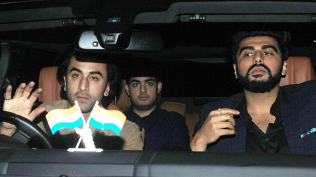 Ranbir Kapoor and Arjun Kapoor at the party. (HT/ Prodip gUHA) Ranbir Kapoor and Arjun Kapoor at the party. (HT/ Prodip gUHA)