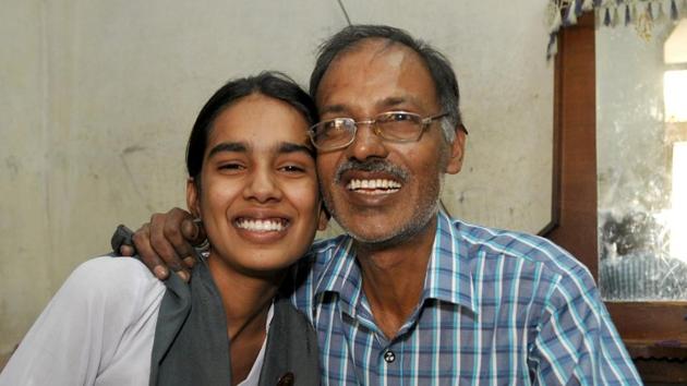 Mahey who wants to become an IAS officer, says, “I scored the highest marks in the district. I will work hard next time.” Mahey’s school authorities for financing her studies. (HT PHOTO)