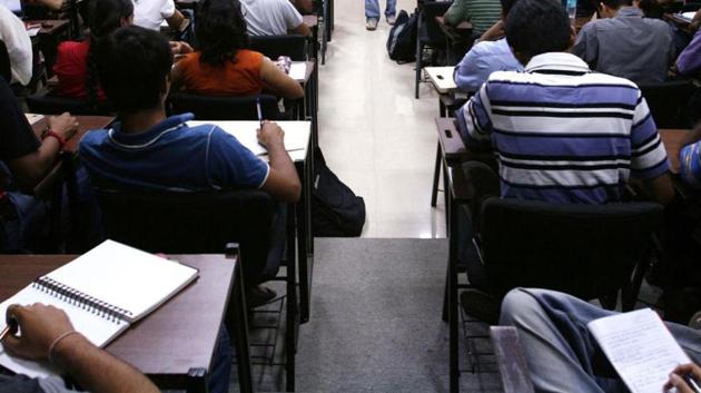 These students will get their mark sheets only if write the Class 10 regular maths exam again in July. (HT File Photo) These students will get their mark sheets only if write the Class 10 regular maths exam again in July. (HT File Photo)