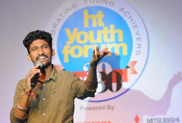 Singer Khuda Baksh, who was one of achievers at HT Youth Forum 2017, in Chandigarh on Friday. (HT Photo)