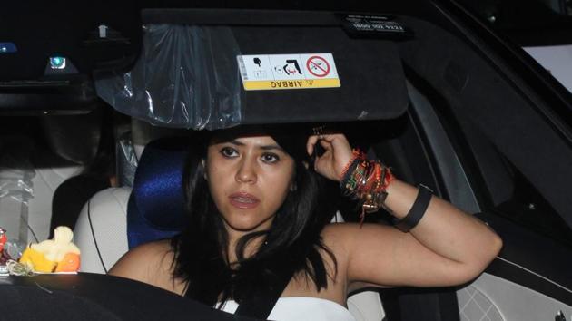 Ekta Kapoor was also in attendance at KJo’s birthday bash. (HT/ Prodip gUHA) Ekta Kapoor was also in attendance at KJo’s birthday bash. (HT/ Prodip gUHA)