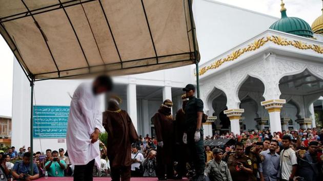 The punishment was given outside a mosque in the provincial capital of Banda Aceh. (Reuters)