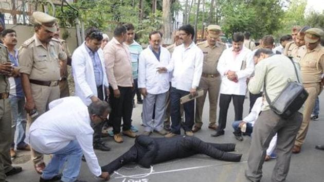 On May 20, the SIT tried to reconstruct the sequence of events leading to the death of IAS officer Anurag Tiwari in Lucknow. (HT File Photo) On May 20, the SIT tried to reconstruct the sequence of events leading to the death of IAS officer Anurag Tiwari in Lucknow. (HT File Photo)