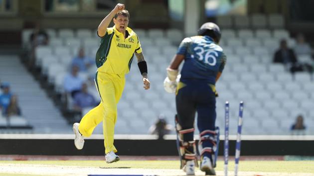 Australia's James Pattinson celebrates bowling Sri Lanka's Dinesh Chandimal. (REUTERS) 