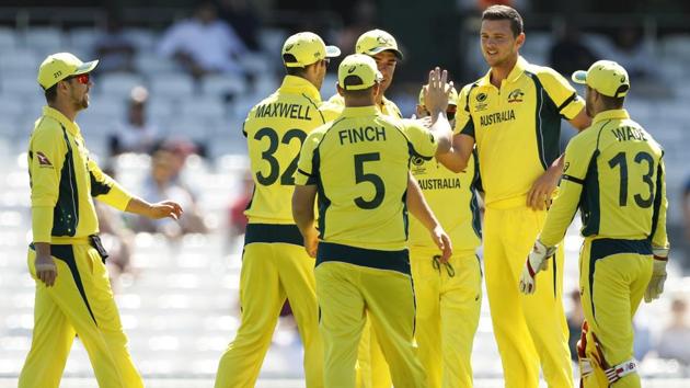 Australia's Josh Hazlewood celebrates the wicket of Sri-Lanka's Upul Tharanga. (REUTERS) 