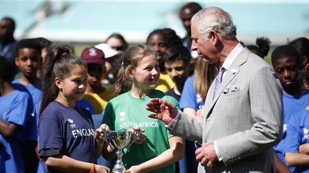 The youth tournament at the Oval involved children participating by putting on the jerseys of the eight teams in the event. (REUTERS)