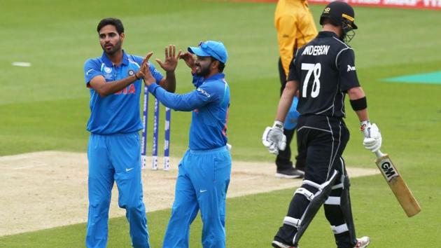 Bhuvneshwar Kumar joined the party as he got rid of Corey Anderson to leave NZ in all sorts of trouble. (AFP )