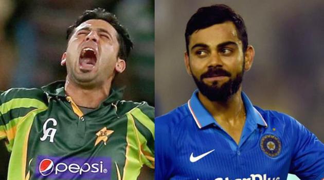 Junaid Khan (L) has highlighted his record against Virat Kohli ahead of the India vs Pakistan match in ICC Champions Trophy 2017.(HT Photo/Agencies)