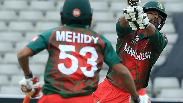 Bangladesh captain Mashrafe Mortaza (R) bats during their ICC Champions Trophy Warm-up match against Pakistan. (AFP) Bangladesh captain Mashrafe Mortaza (R) bats during their ICC Champions Trophy Warm-up match against Pakistan. (AFP)