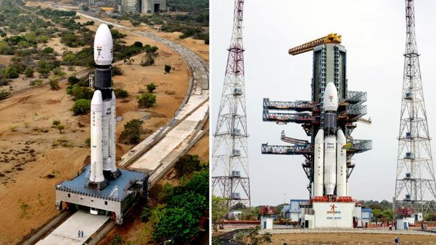 A side view of the fully integrated GSLV-Mark III carrying GSAT-19 at the second launch pad.The new rocket is capable of carrying twice the weight into space than its predecessor. (courtesy-ISRO)