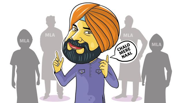 “Go local” appears to be the mantra of local bodies minister Navjot Singh Sidhu. He makes sure that all local MLAs of the Congress are with him when he goes to any inauguration or function. (Illustration by Daljeet Kaur Sandhu/HT Photo) “Go local” appears to be the mantra of local bodies minister Navjot Singh Sidhu. He makes sure that all local MLAs of the Congress are with him when he goes to any inauguration or function. (Illustration by Daljeet Kaur Sandhu/HT Photo)