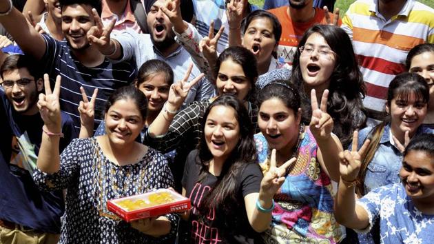 Students celebrate their success after the announcement of CBSE Class 12th results. (PTI Photo) Students celebrate their success after the announcement of CBSE Class 12th results. (PTI Photo)