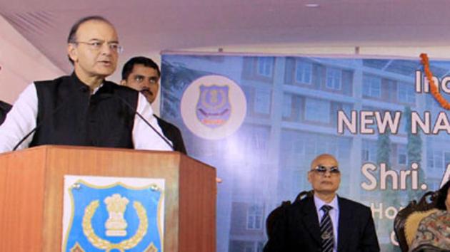 Finance minister Arun Jaitley addressing at the inauguration of the new building of National Academy of Customs, Indirect Taxes and Narcotics (NACIN), in Bengaluru. (Photo courtesy: PIB) Finance minister Arun Jaitley addressing at the inauguration of the new building of National Academy of Customs, Indirect Taxes and Narcotics (NACIN), in Bengaluru. (Photo courtesy: PIB)