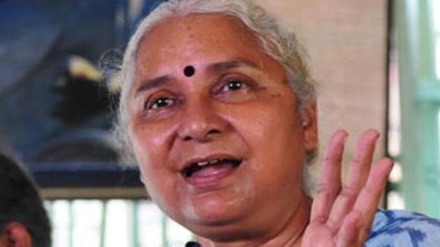 NBA leader Medha Patkar addressing a press conference in Bhopal on Tuesday. (Mujeeb Faruqui/HT photo) NBA leader Medha Patkar addressing a press conference in Bhopal on Tuesday. (Mujeeb Faruqui/HT photo)