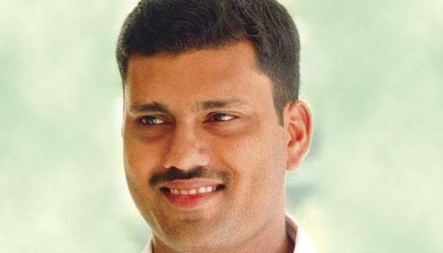 Rijil Makutty, Youth Congress leader who led the party gang that slaughtered a cattle calf in Kannur. (HT Photo) Rijil Makutty, Youth Congress leader who led the party gang that slaughtered a cattle calf in Kannur. (HT Photo)