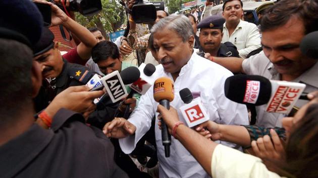 BJP leader Vinay Katiyar, one of the accused in the Babri Masjid demolition case, arrives for a hearing at Special CBI court in Lucknow on Tuesday. (PTI) BJP leader Vinay Katiyar, one of the accused in the Babri Masjid demolition case, arrives for a hearing at Special CBI court in Lucknow on Tuesday. (PTI)