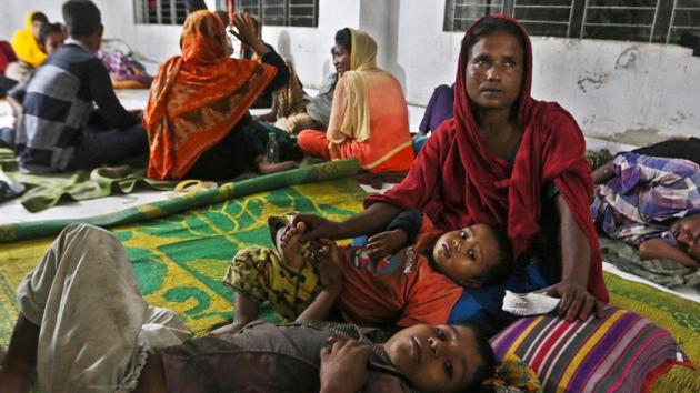 Bangladeshi villagers take refuge in a cyclone shelter following an evacuation by authorities in the coastal villages of the Cox's Bazar district as Cyclone 'Mora' gradually approaches. (AFP) Bangladeshi villagers take refuge in a cyclone shelter following an evacuation by authorities in the coastal villages of the Cox's Bazar district as Cyclone 'Mora' gradually approaches. (AFP)