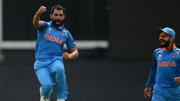 Mohammad Shami , who is coming back from injury was in good form in Indian cricket team’s first warm-up match against New Zealand cricket team on Sunday. The Virat Kohli-led defending champions have a formidable pace battery with Shami, Bhuvneshwar Kumar, Jasprit Bumrah and Umesh Yadav in the 15-member squad. (Getty Images) Mohammad Shami , who is coming back from injury was in good form in Indian cricket team’s first warm-up match against New Zealand cricket team on Sunday. The Virat Kohli-led defending champions have a formidable pace battery with Shami, Bhuvneshwar Kumar, Jasprit Bumrah and Umesh Yadav in the 15-member squad. (Getty Images)