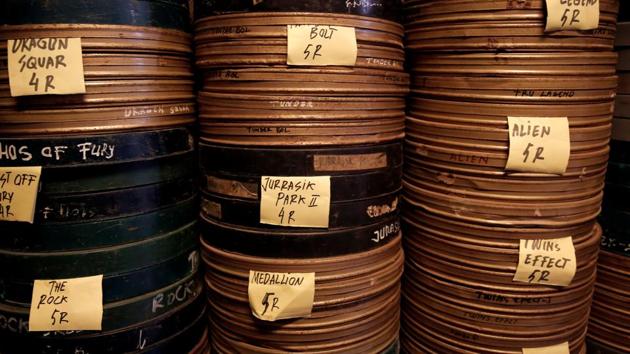 A pile of 35mm film cans is seen at Kamaludin's house in Tangerang. (REUTERS)