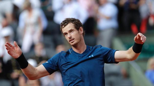 Britain's Andy Murray reacts after defeating Russia's Andrey Kuznetsov 6-4, 4-6, 6-2, 6-0 in a first round match of the 2017 French Open. (AFP)