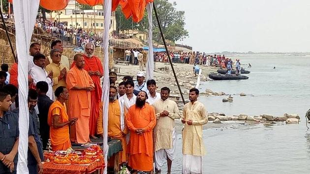 UP CM Yogi Adityanath in Ayodhya on Wednesday. (Deepak Gupta/HT Photo) UP CM Yogi Adityanath in Ayodhya on Wednesday. (Deepak Gupta/HT Photo)