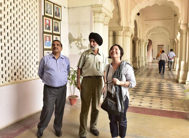 UNESCO representative Meo Chiba  at the Khalsa College campus. (Gurpreet Singh/HT)