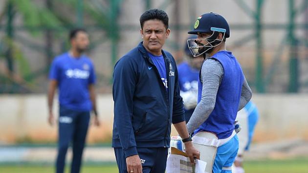 Indian cricket team head coach Anil Kumble (left) and captain Virat Kohli are currently in England for the ICC Champions Trophy 2017. There are reports that all is not well with Kumble and Kohli. The BCCI has also advertised for a new coach.(AFP/Getty Images)