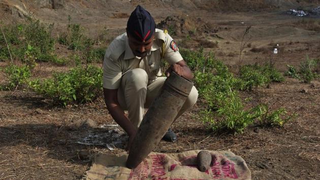 While some of the shells were defused, some still contained explosives. (Praful Gangurde / HT)