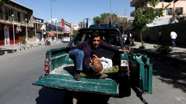 A health ministry spokesperson said more than 60 wounded people, mainly civilians, had been rushed to Kabul hospitals, adding: ‘We don’t know the number of killed yet.’ (Mohammad Ismail / REUTERS)