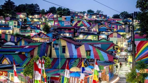 The Indonesian hamlet of Semarang in central Java was given a makeover by locals. (AFP) The Indonesian hamlet of Semarang in central Java was given a makeover by locals. (AFP)