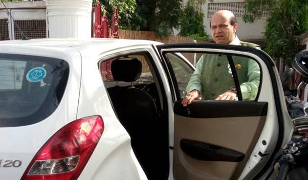 Former BJP MLA from Saket, Vijay Jolly, had parked his car near a golgappa stall in south Delhi. (Handout) Former BJP MLA from Saket, Vijay Jolly, had parked his car near a golgappa stall in south Delhi. (Handout)