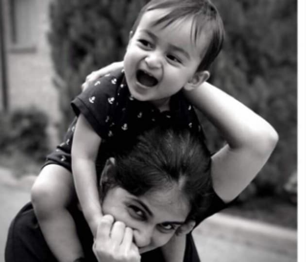 Genelia posted this picture on Twitter with the caption, “My little boy turns One”.
