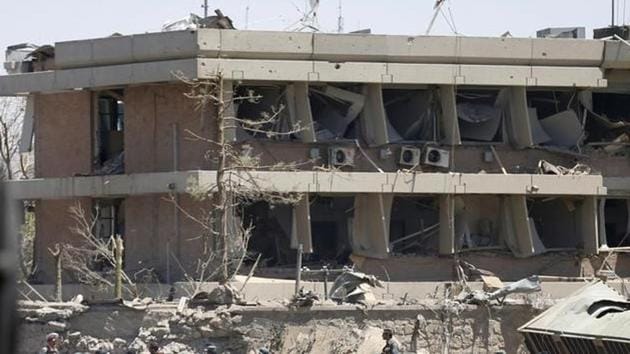 Afghan officials inspect outside the German embassy after a blast in Kabul, Afghanistan. (Reuters Photo) Afghan officials inspect outside the German embassy after a blast in Kabul, Afghanistan. (Reuters Photo)