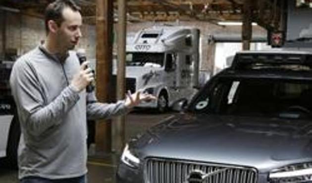 File photo of Anthony Levandowski, head of Uber's self-driving program, speaking about their driverless car in San Francisco.(AP)