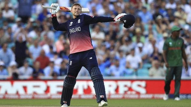England's Joe Root celebrates his side beating Bangladesh by eight wickets to win the ICC Champions Trophy opener at The Oval in London on Thursday. (AP) England's Joe Root celebrates his side beating Bangladesh by eight wickets to win the ICC Champions Trophy opener at The Oval in London on Thursday. (AP)