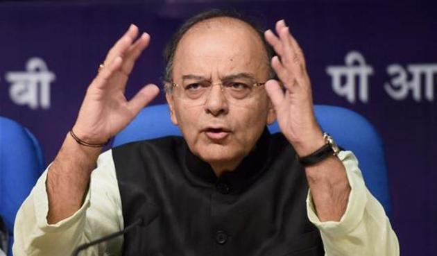 Finance, defence and corporate affairs minister Arun Jaitley addresses a Press Conference on 3 years achievements of NDA Government in New Delhi on Thursday. (PTI) Finance, defence and corporate affairs minister Arun Jaitley addresses a Press Conference on 3 years achievements of NDA Government in New Delhi on Thursday. (PTI)