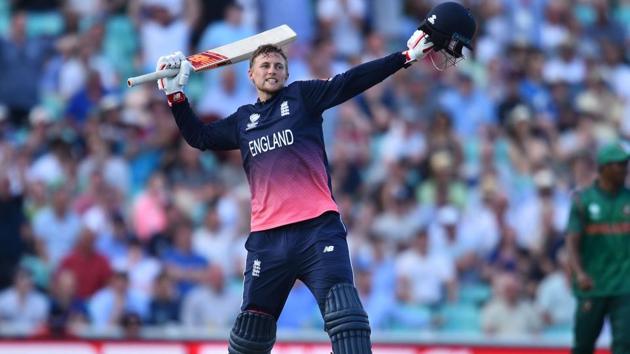 England's Joe Root celebrates after his 133* helped his team defeat Bangladesh in the opening match of the ICC Champions Trophy 2017. (AFP) England's Joe Root celebrates after his 133* helped his team defeat Bangladesh in the opening match of the ICC Champions Trophy 2017. (AFP)